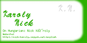 karoly nick business card